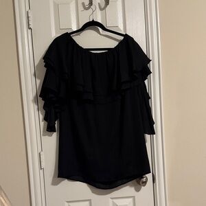 Dance & Marvel Black Layered Ruffle Blouse